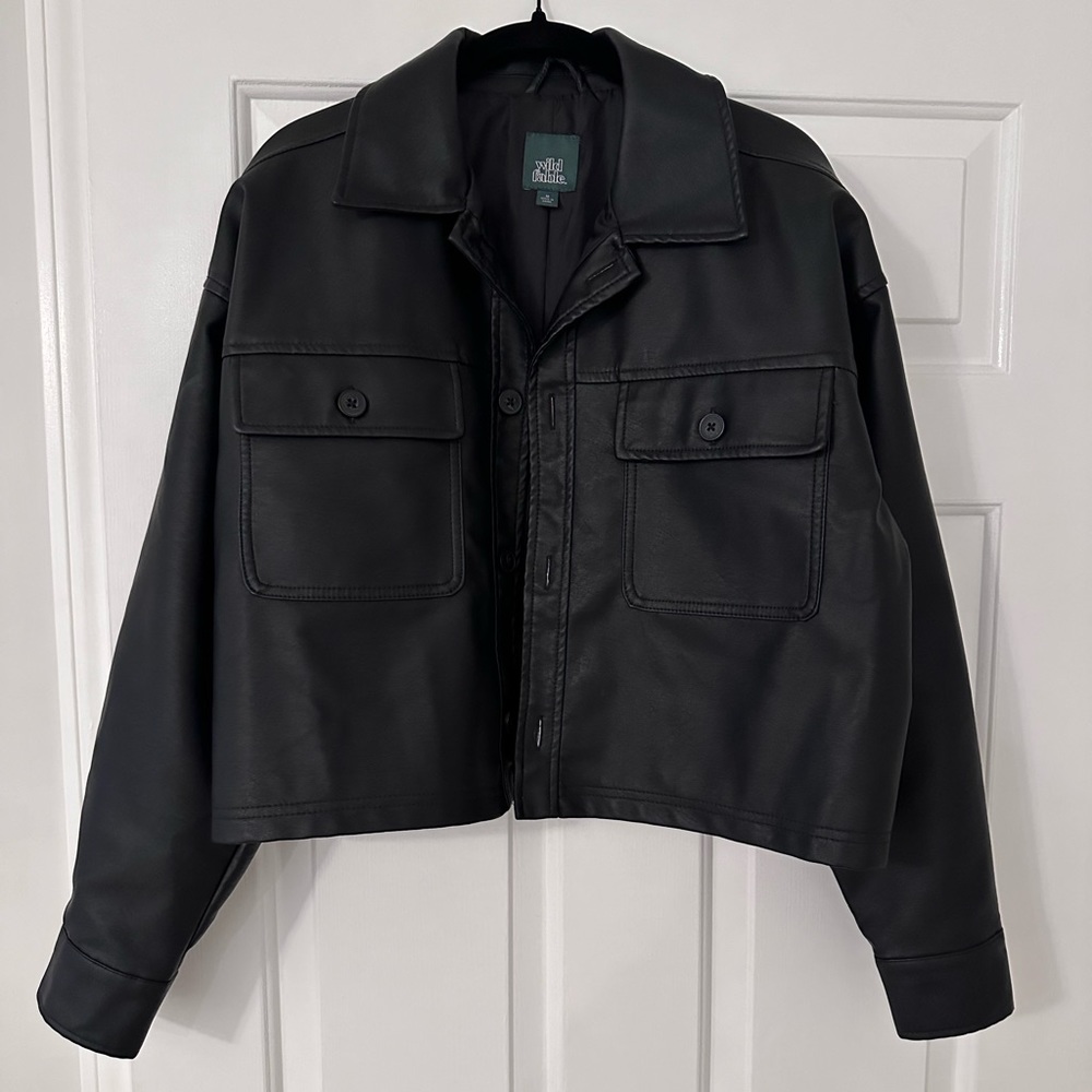CROPPED PU LEATHER JACKET